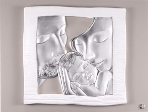 Capezzale tortora argento 45x35 sacra famiglia stile contemporaneo