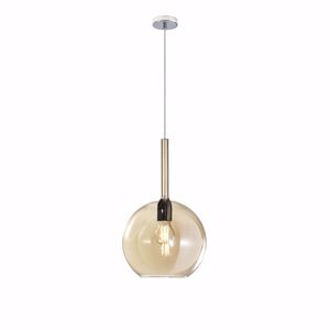 Lampadario sfera pendente vetro ambra 25cm future toplight