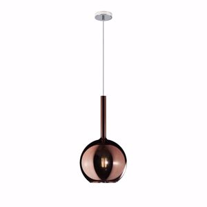 Lampadario per cucina moderna sfera pendente vetro rame 20cm