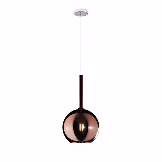 Lampadario per cucina moderna sfera pendente vetro rame 20cm