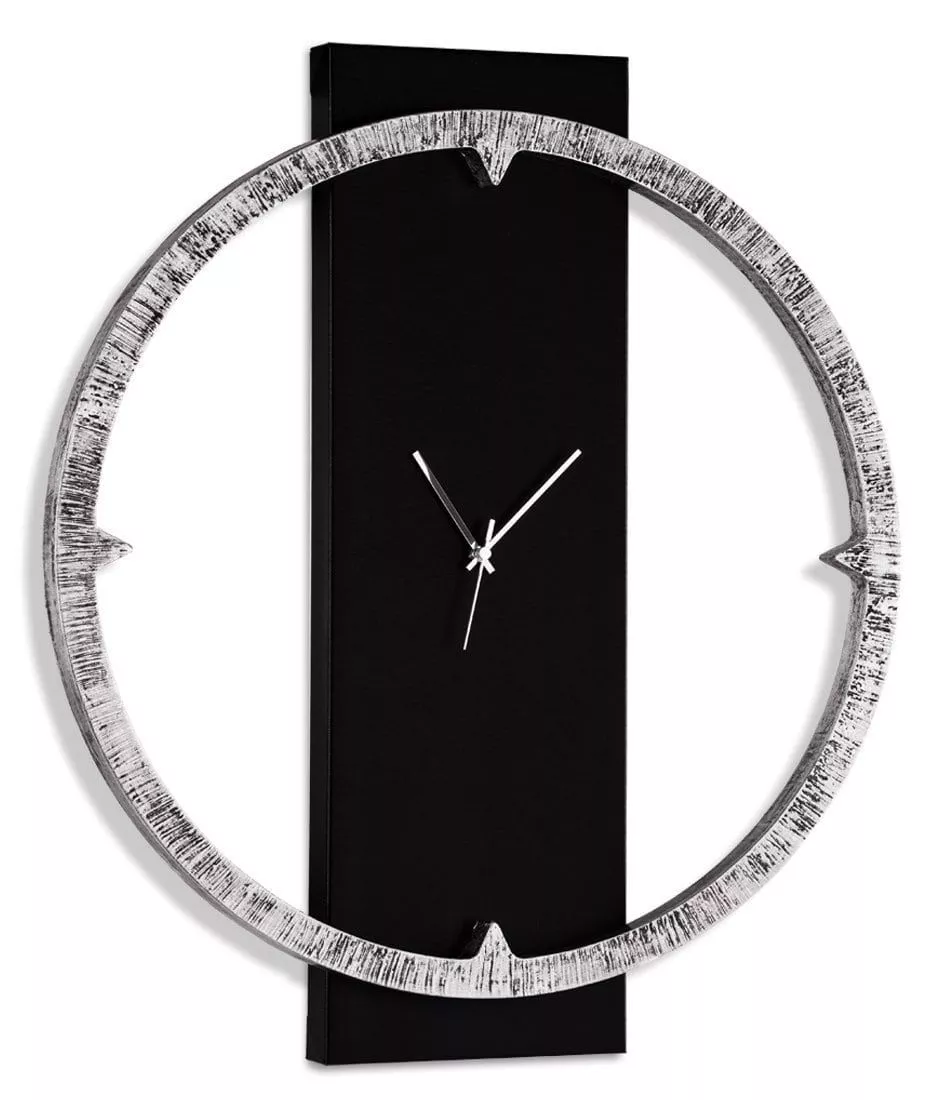 Grande orologio da parete per soggiorno decorativo design nero argento -  3A00