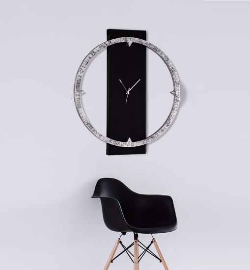 Grande orologio da parete per soggiorno decorativo design nero argento