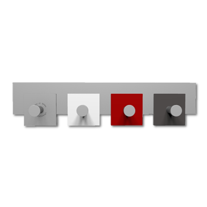 Appendipanni da parete moderno 4 ganci rosso rubino bianco grigio
