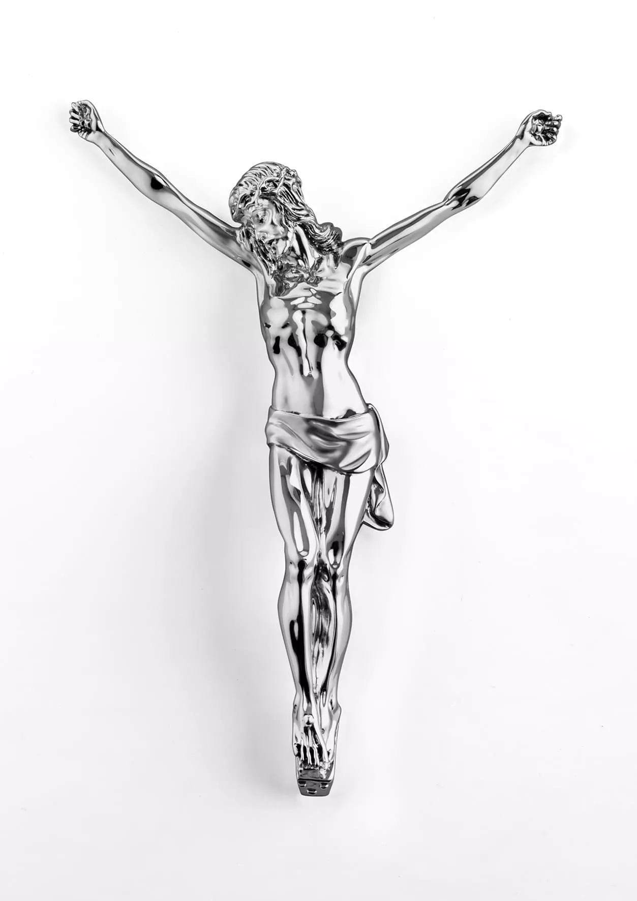 MAZZOLA LUCE Crocifisso Cristo da Parete 15x17cm Senza Croce Design Moderno marmorino Colore Argento Lucido 