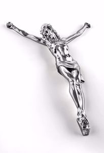 Crocifisso cristo 32x23 da appendere a parete cromato argento