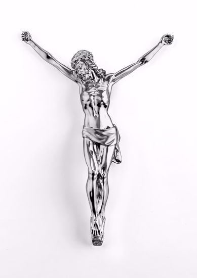 Crocifisso cristo 32x23 da appendere a parete cromato argento