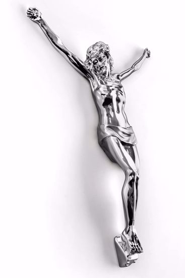 Crocifisso cristo 32x23 da appendere a parete cromato argento