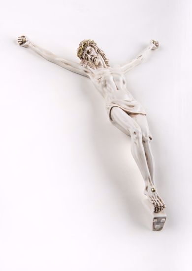 Crocifisso da parete senza croce 16x12 cristo marmorino avorio oro promozione