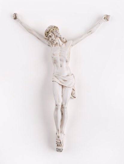 Cristo da parete crocifisso 32x23 marmorino avorio oro classico