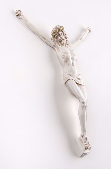 Cristo da parete crocifisso 32x23 marmorino avorio oro classico
