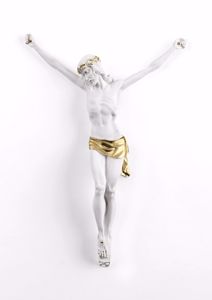 Crocifisso da parete 16x12 cristo senza croce marmorino bianco oro