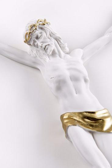 Crocifisso da parete 16x12 cristo senza croce marmorino bianco oro