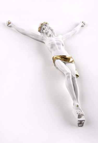 Crocifisso da parete 16x12 cristo senza croce marmorino bianco oro