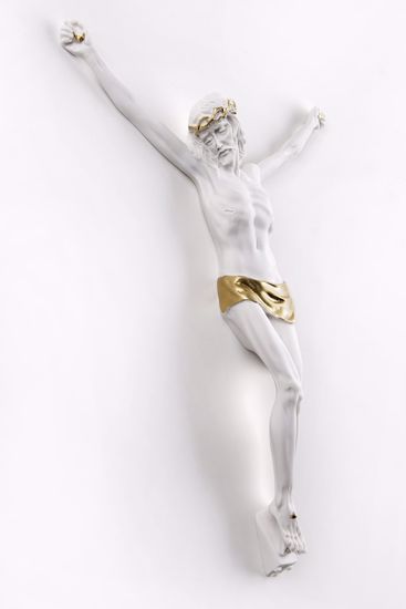 Crocifisso da parete 22x16 cristo senza crove bianco oro alta qualit&agrave;