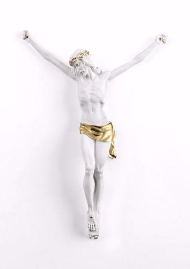 Crocifisso da parete 22x16 cristo senza crove bianco oro alta qualit&agrave;