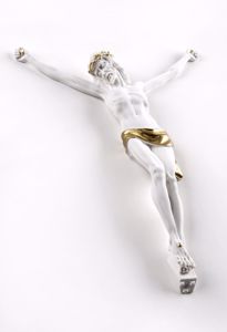 Crocifisso cristo da parete 32x23 bianco oro