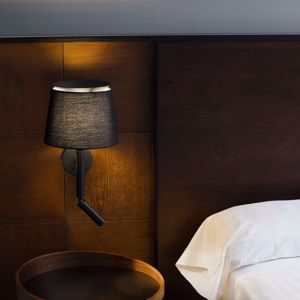 Applique lampada da parete per testata camera da letto tessuto e metallo