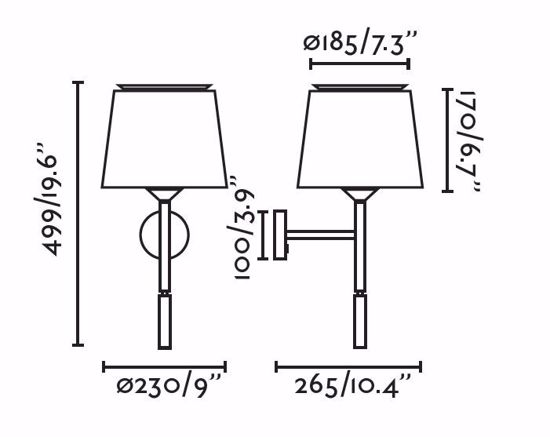 Applique lampada da parete per testata camera da letto tessuto e metallo