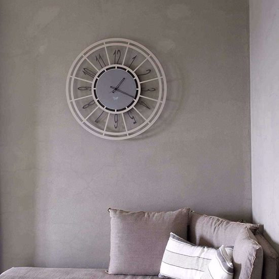Orologio da parete nocciola grigio classico tondo