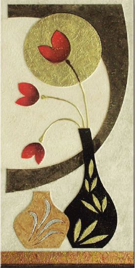 Quadro floreale verticale decorato dipinto a mano 100x50