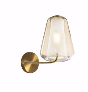 Applique double skin toplight design moderno oro ottone satinato vetro ambra