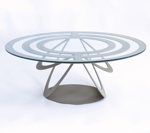 Tavolino da salotto ardesia in metallo e vetro
