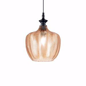 Lord sp1 ideal lux lampadario pendente vetro ambrato decorato trasparent