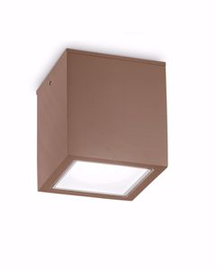 Plafoniera gu10 da soffitto 15x15cm marrone corten ip54 per esterno