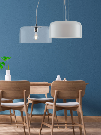 Lampada per tavolo da pranzo a sospensione vetro blu 30cm originale