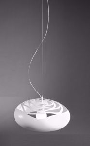 Lampadario cucina campana 60cm in metallo bianco traforato