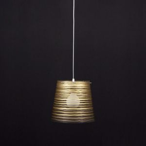 Lampadario moderno policarbonato trasparente fili oro 42cm per ingresso