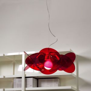 Lampadario per soggiorno moderno rosso trasparente design