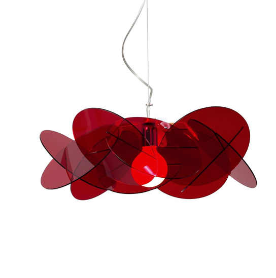 Lampadario per soggiorno moderno rosso trasparente design