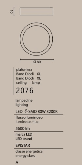 Plafoniera led 90w 3200k anello affralux band diodi bianca 80cm