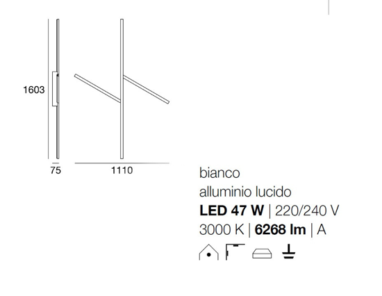 Xilema stilnovo plafoniera led 3000k alluminio lucido moderna design