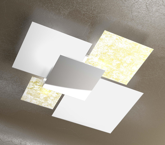 Top light shadow plafoniera moderna 71cm bianco oro