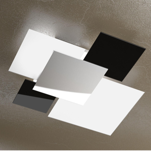 Plafoniera moderna 71cm vetri nero bianco per soggiorno