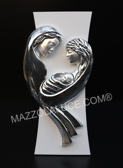 Capezzale sacra famiglia bianco argento classico