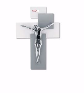 MAZZOLA LUCE Crocifisso Cristo da Parete 15x17cm Senza Croce Design Moderno marmorino Colore Argento Lucido 