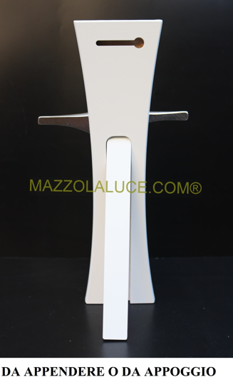 Crocifisso cristo bianco cromato lucido moderno da parete o tavolo