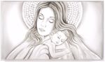 Capezzale maternita nascita donna bambino moderna dipinto 114x70 cornice bianca