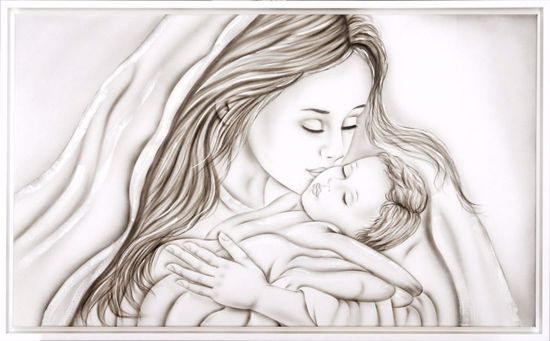Capezzale maternita moderna dolce bacio 114x70 cornice di legno bianca
