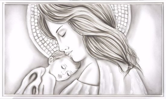 Capoletto quadro capezzale maternita moderna dolce sonno 114x70 cornice bianca