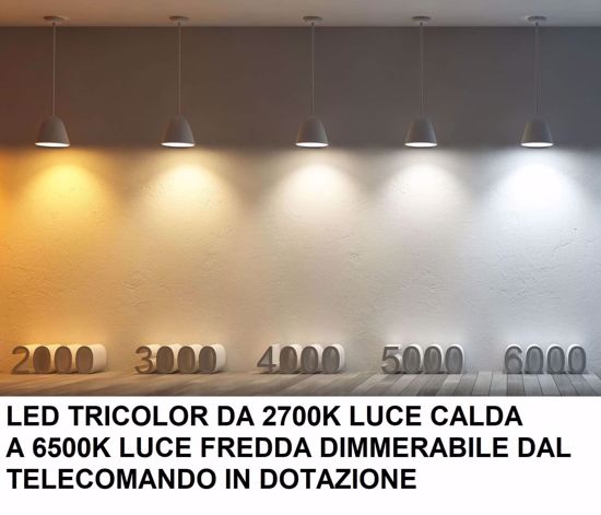 Plafoniera design antracite finitura legno led 60w 4800lm tricolor con telecomando