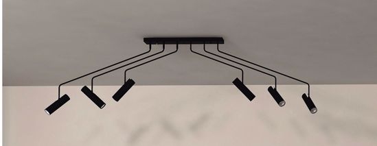 Plafoniera nera con 6 faretti gu10 led orientabili moderna per soggiorno