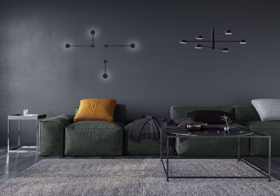 Lampadario per soggiorno moderno nero design minimal luci girevoli