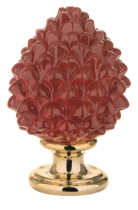 Pigna da tavolo h17cm rosso oro lucido siciliana in ceramica soprammobile