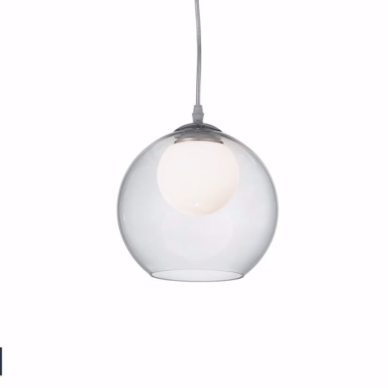 Lampada per cucina a sospensione sfera boccia vetro trasparente 20cm