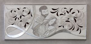 Capezzale camera da letto sacra famiglia 120x60 grigio foglia argento contemporaneo