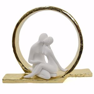 Scultura da tavolo coppia innamorati statuetta design moderno vortice oro